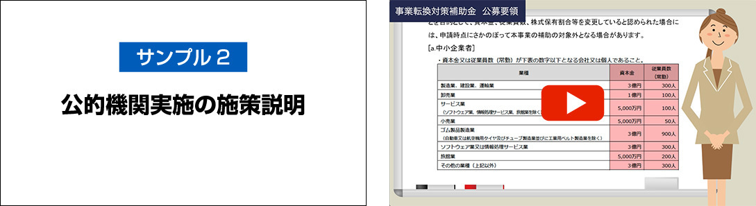 サンプル動画2 公的機関実施の施策説明